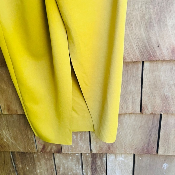 ASOS DESIGN Asymmetric Puff Sleeve Knot Tuck Midi Dress in Lime Size 2 - Picture 11 of 17